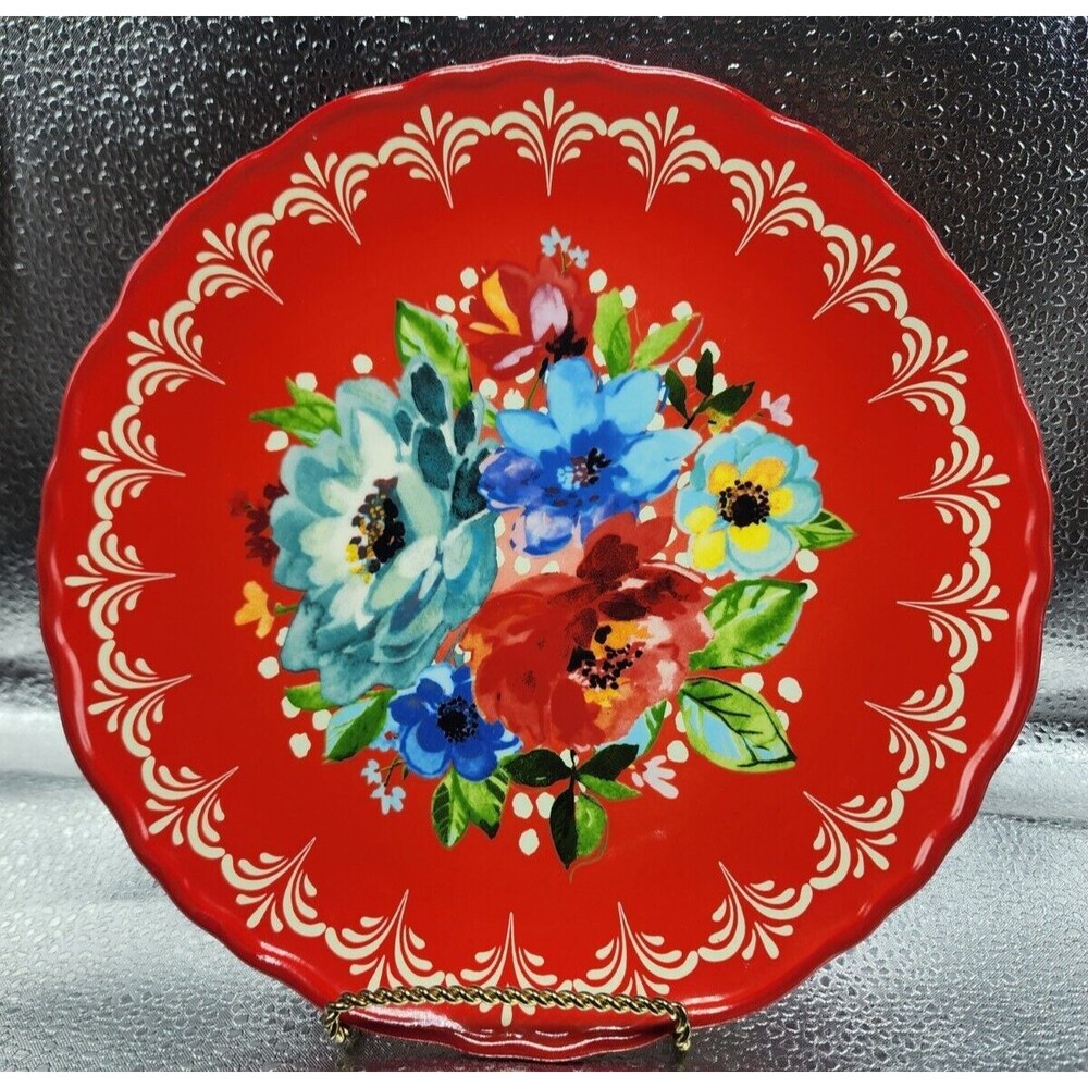 The Pioneer Woman Melody Red Floral Dessert/Salad/Small Plate (Set of 5) 8.5" - Picture 5 of 16